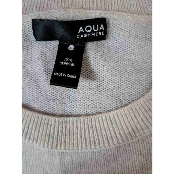 Aqua cashmere womens small sweater gray cream gray light cashmere color block - Picture 7 of 7